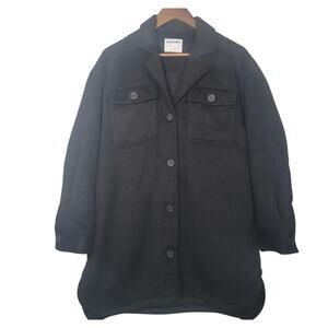 NWT Old Navy Mens L Wool Blend Black Shacket Overshirt Jacket